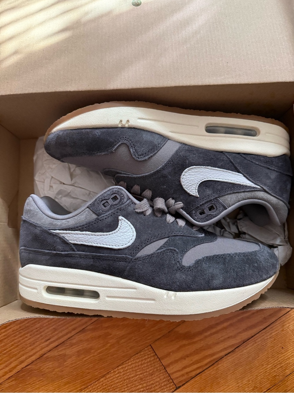 Nike Men's Dark Gray Suede Air Max with White Swoosh